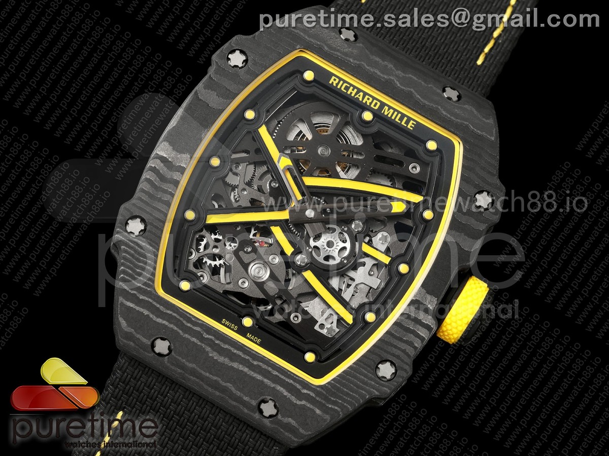 AVF RM67-02 Black NTPT Yellow Skeleton Dial on Black Velcro Strap CRMA7 Clone V2