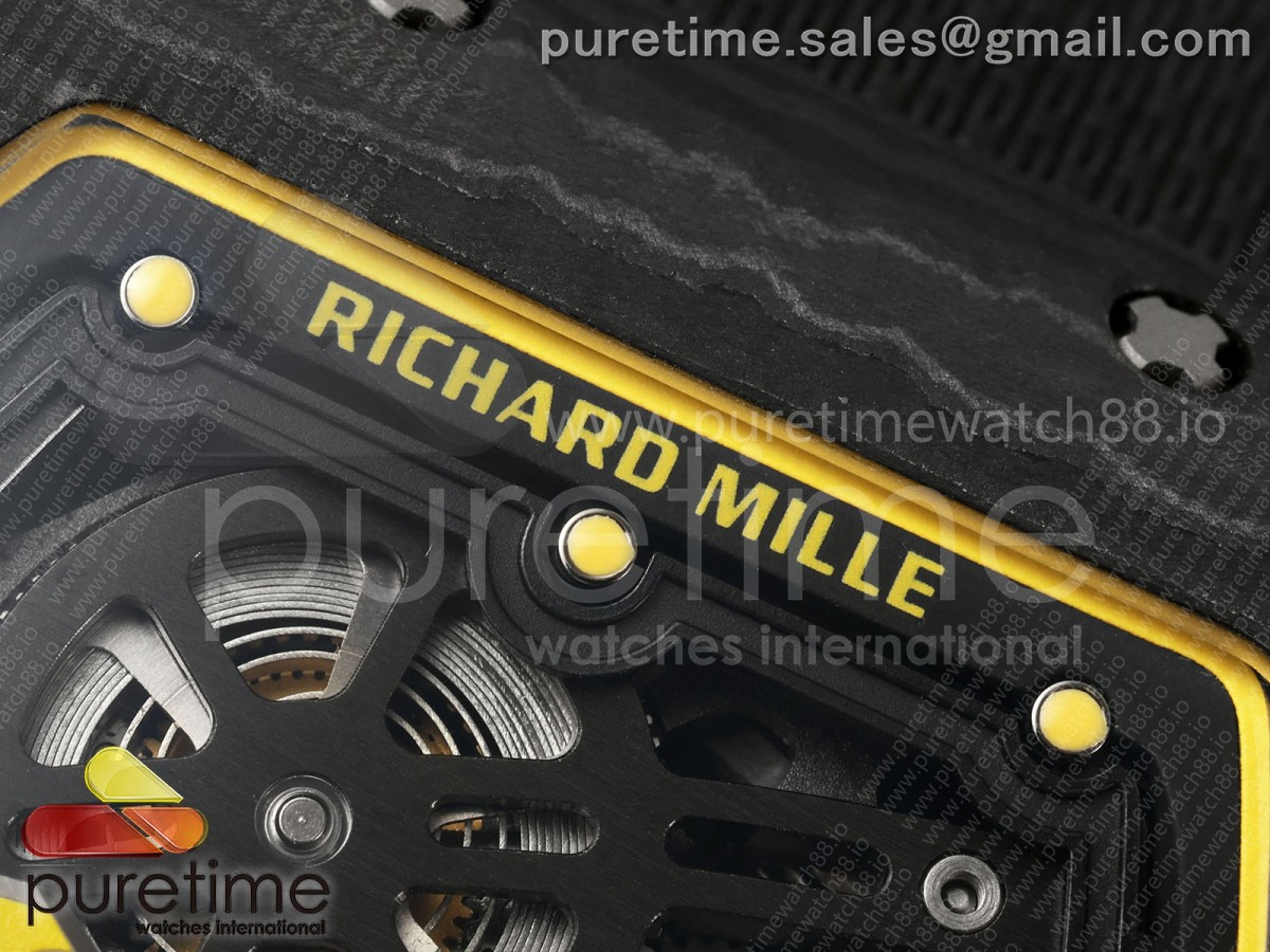 AVF RM67-02 Black NTPT Yellow Skeleton Dial on Black Velcro Strap CRMA7 Clone V2