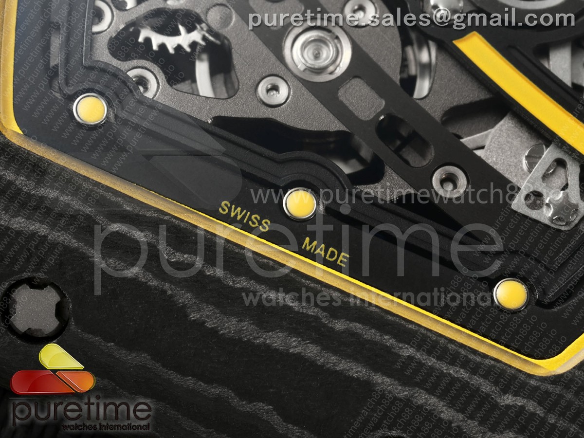 AVF RM67-02 Black NTPT Yellow Skeleton Dial on Black Velcro Strap CRMA7 Clone V2