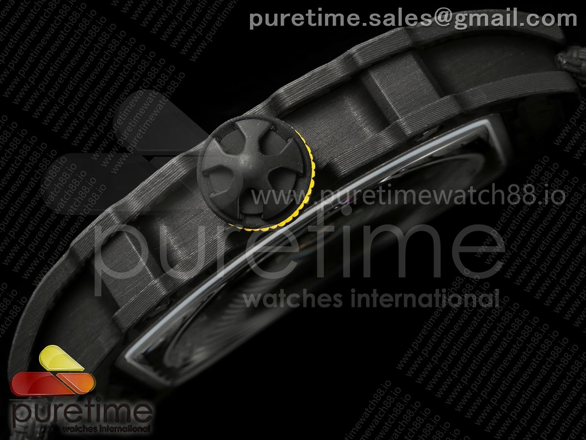 AVF RM67-02 Black NTPT Yellow Skeleton Dial on Black Velcro Strap CRMA7 Clone V2