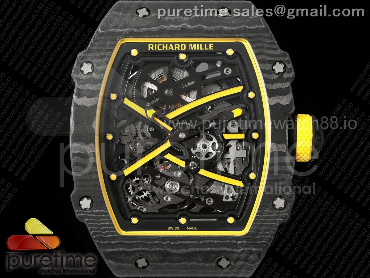 AVF RM67-02 Black NTPT Yellow Skeleton Dial on Black Velcro Strap CRMA7 Clone V2