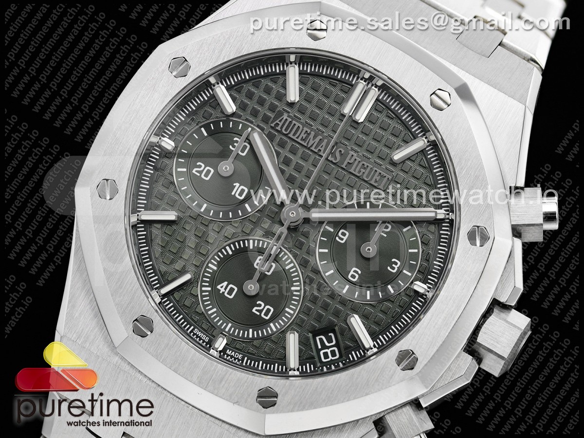 Royal Oak Chrono 26240 SS ZF Green Dial on SS Bracelet SA4401 V2 (Free Sprung)