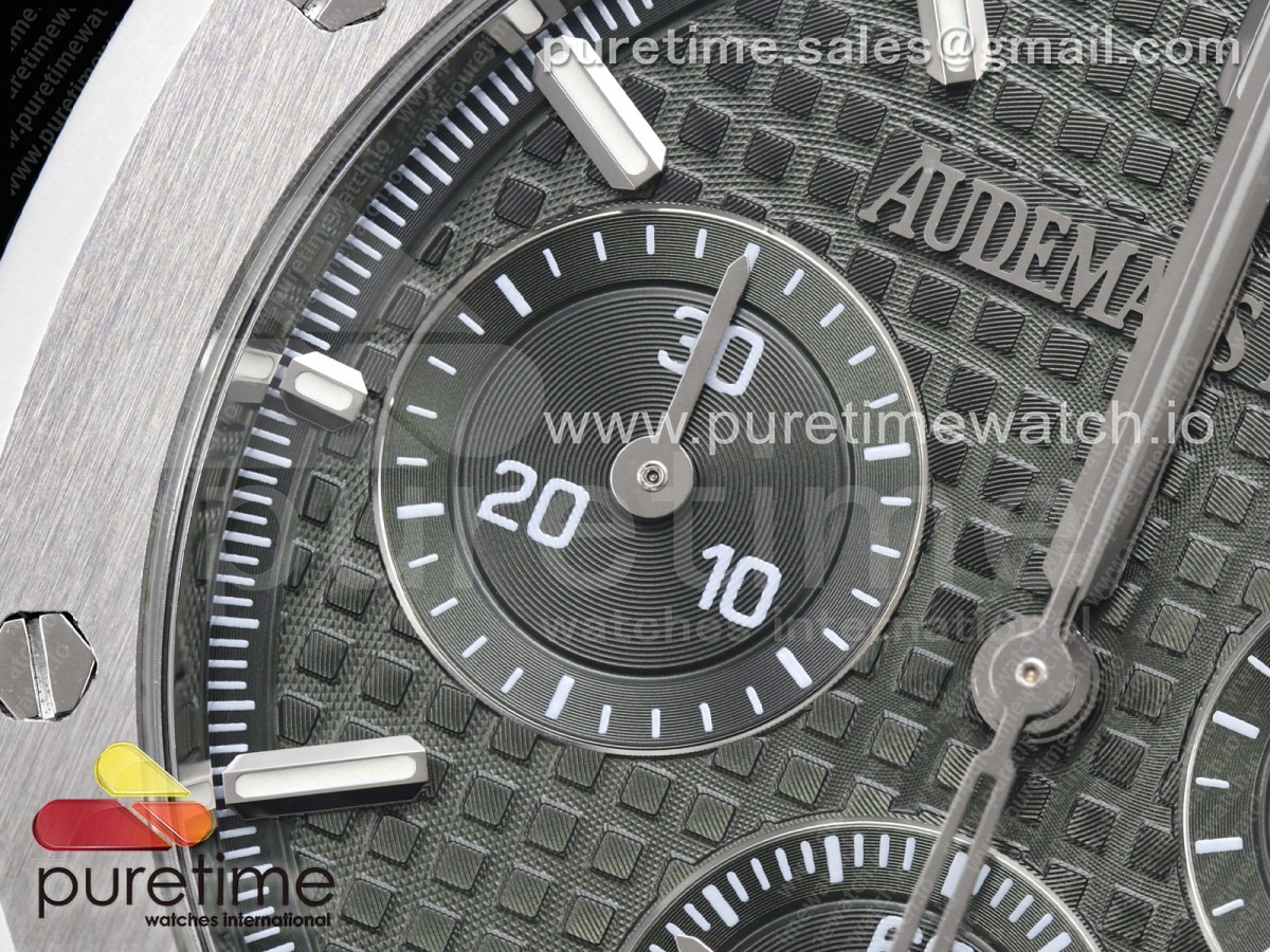 Royal Oak Chrono 26240 SS ZF Green Dial on SS Bracelet SA4401 V2 (Free Sprung)
