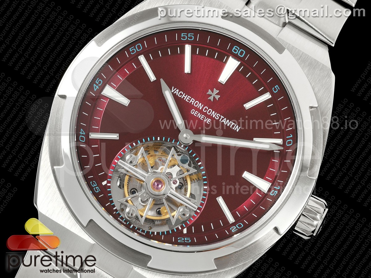 Overseas Tourbillon SS ANTF Red Dial on SS Bracelet