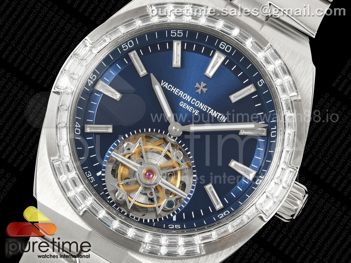 Overseas Tourbillon SS ANTF Blue Dial Diamonds Bezel on SS Bracelet