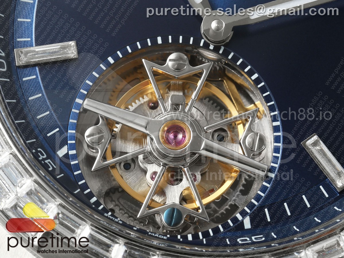 Overseas Tourbillon SS ANTF Blue Dial Diamonds Bezel on SS Bracelet