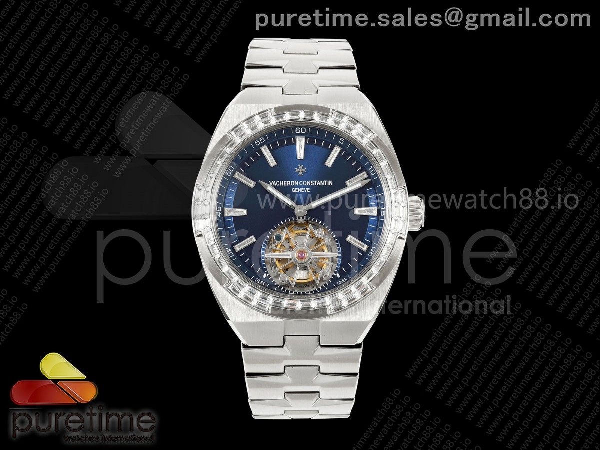 Overseas Tourbillon SS ANTF Blue Dial Diamonds Bezel on SS Bracelet
