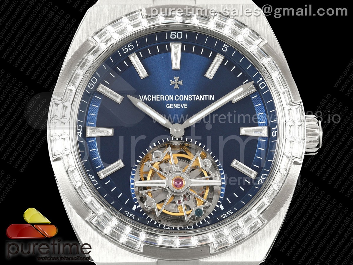 Overseas Tourbillon SS ANTF Blue Dial Diamonds Bezel on SS Bracelet