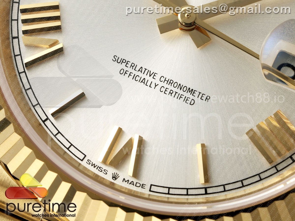 Day Date 40 YG RGF Silver Roman Dial on President Bracelet VR3255