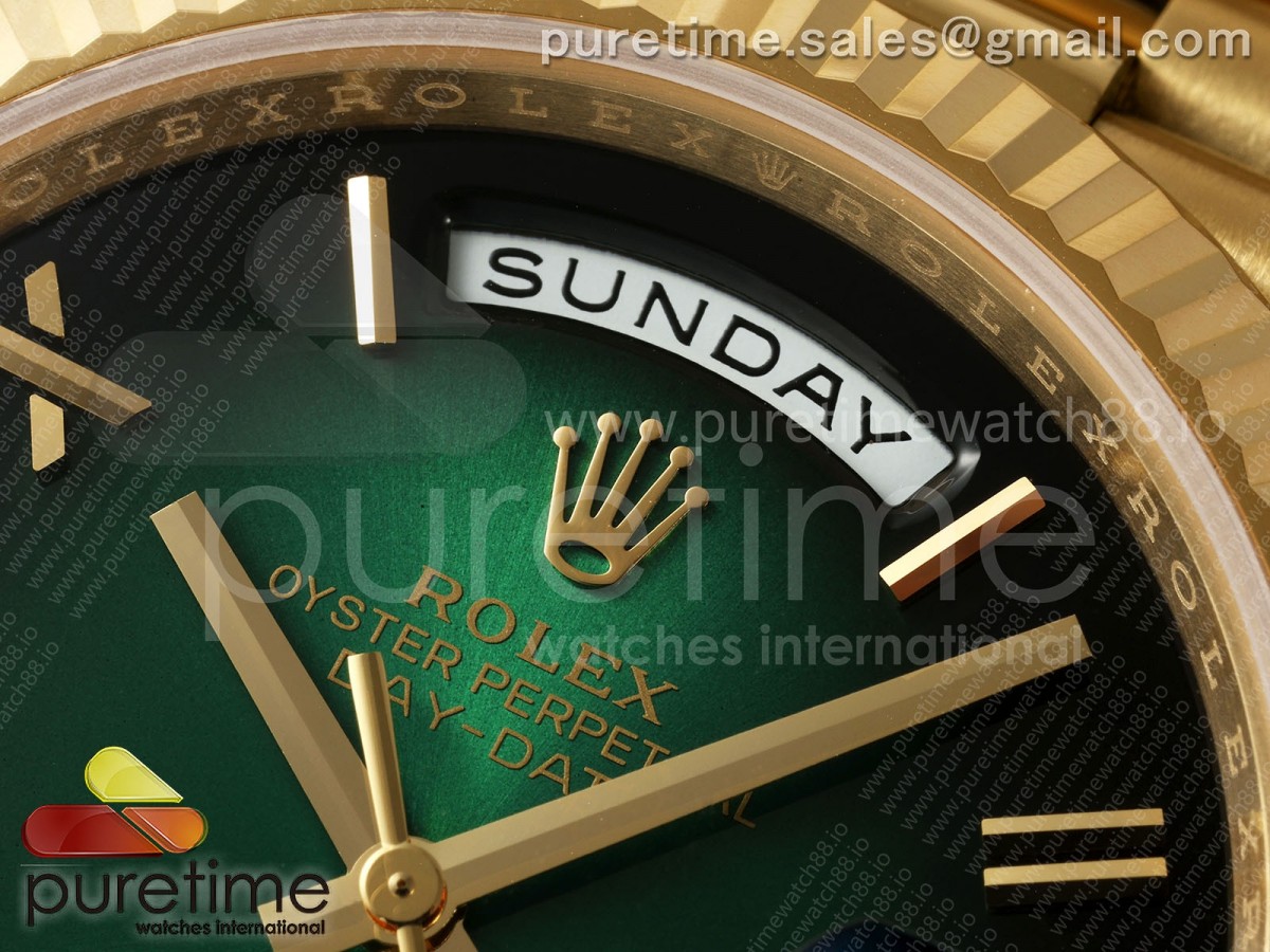 Day Date 40 YG RGF Green Ombre Roman Dial on President Bracelet VR3255