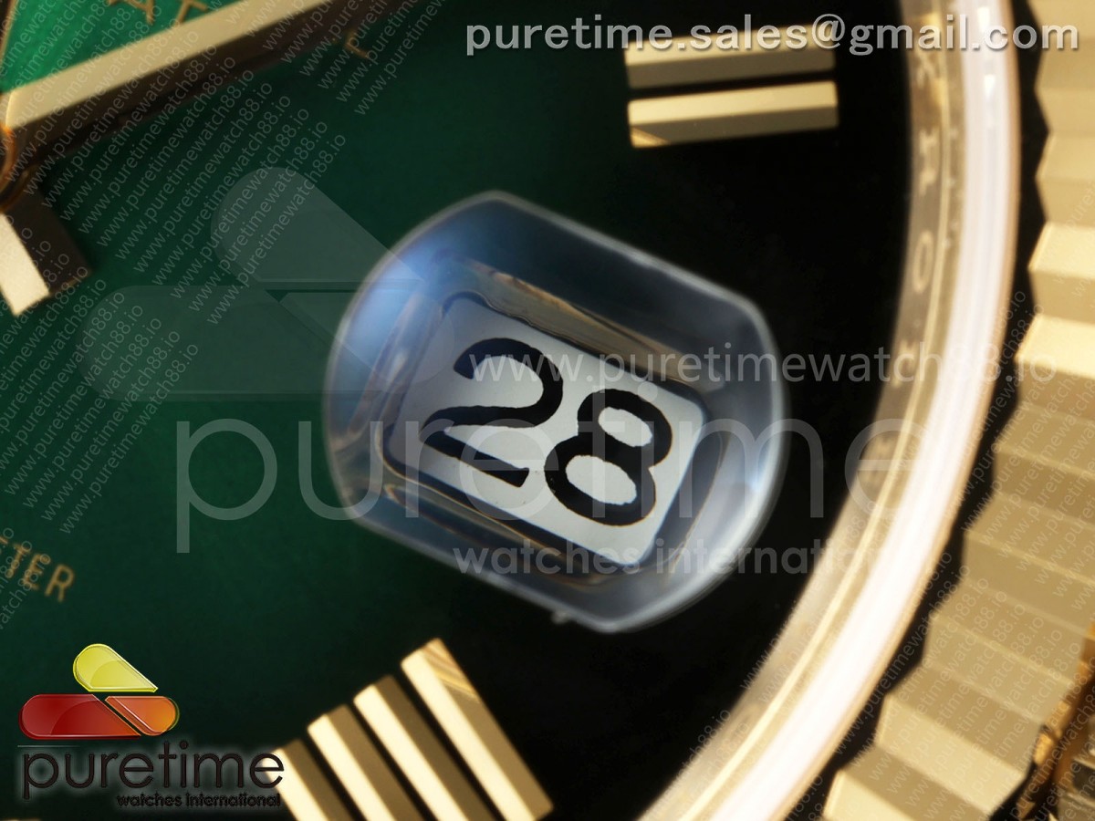 Day Date 40 YG RGF Green Ombre Roman Dial on President Bracelet VR3255