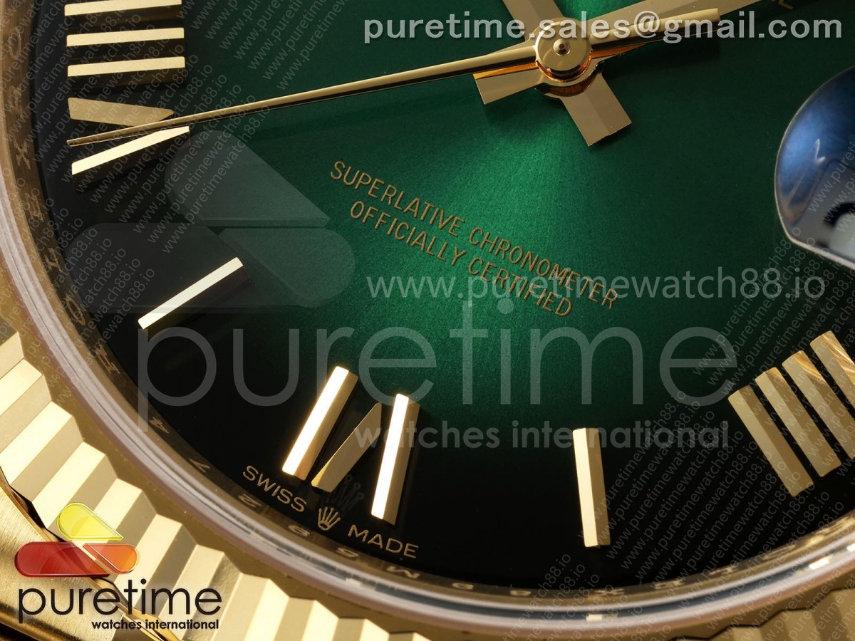 Day Date 40 YG RGF Green Ombre Roman Dial on President Bracelet VR3255