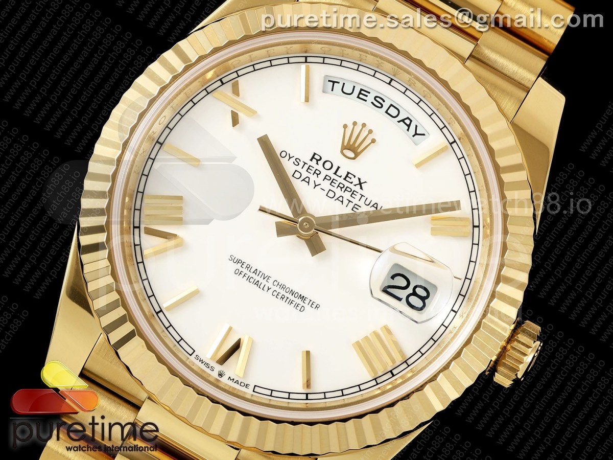 Day Date 40 YG RGF White Roman Dial on President Bracelet VR3255