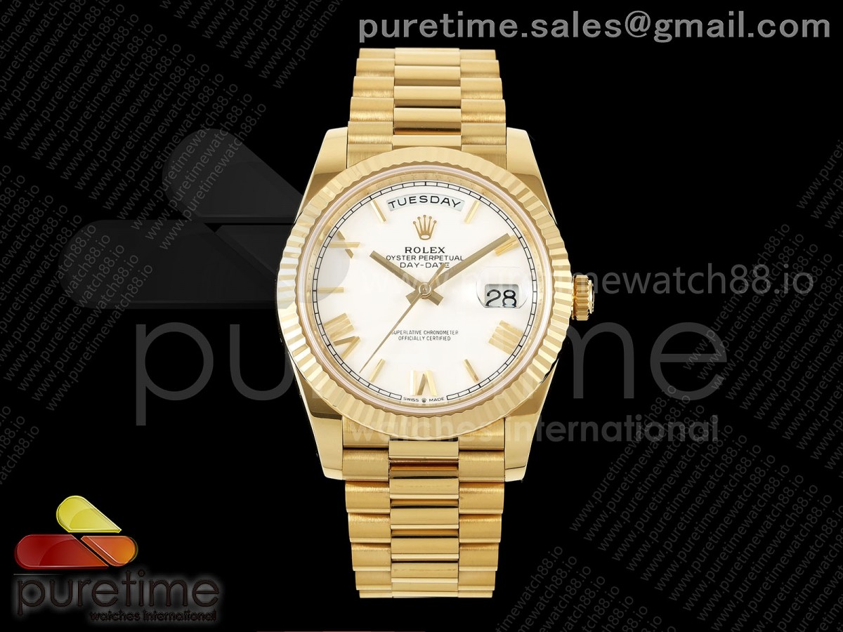 Day Date 40 YG RGF White Roman Dial on President Bracelet VR3255