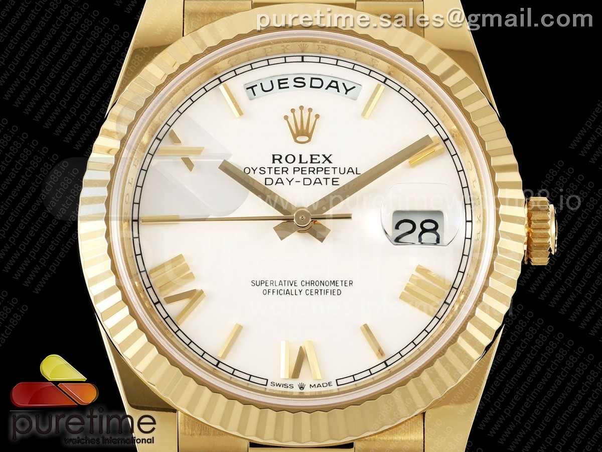 Day Date 40 YG RGF White Roman Dial on President Bracelet VR3255