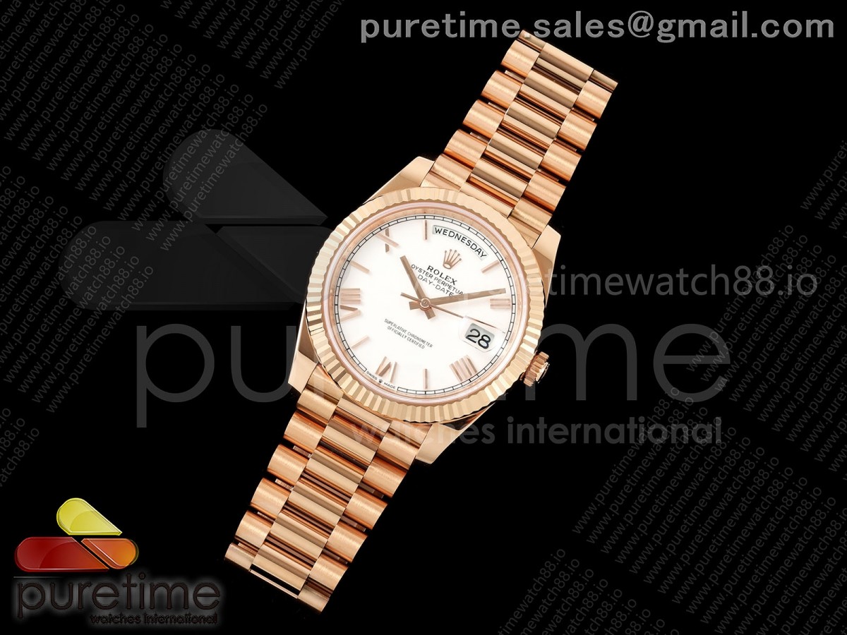 Day Date 40 RG RGF White Roman Dial on President Bracelet VR3255