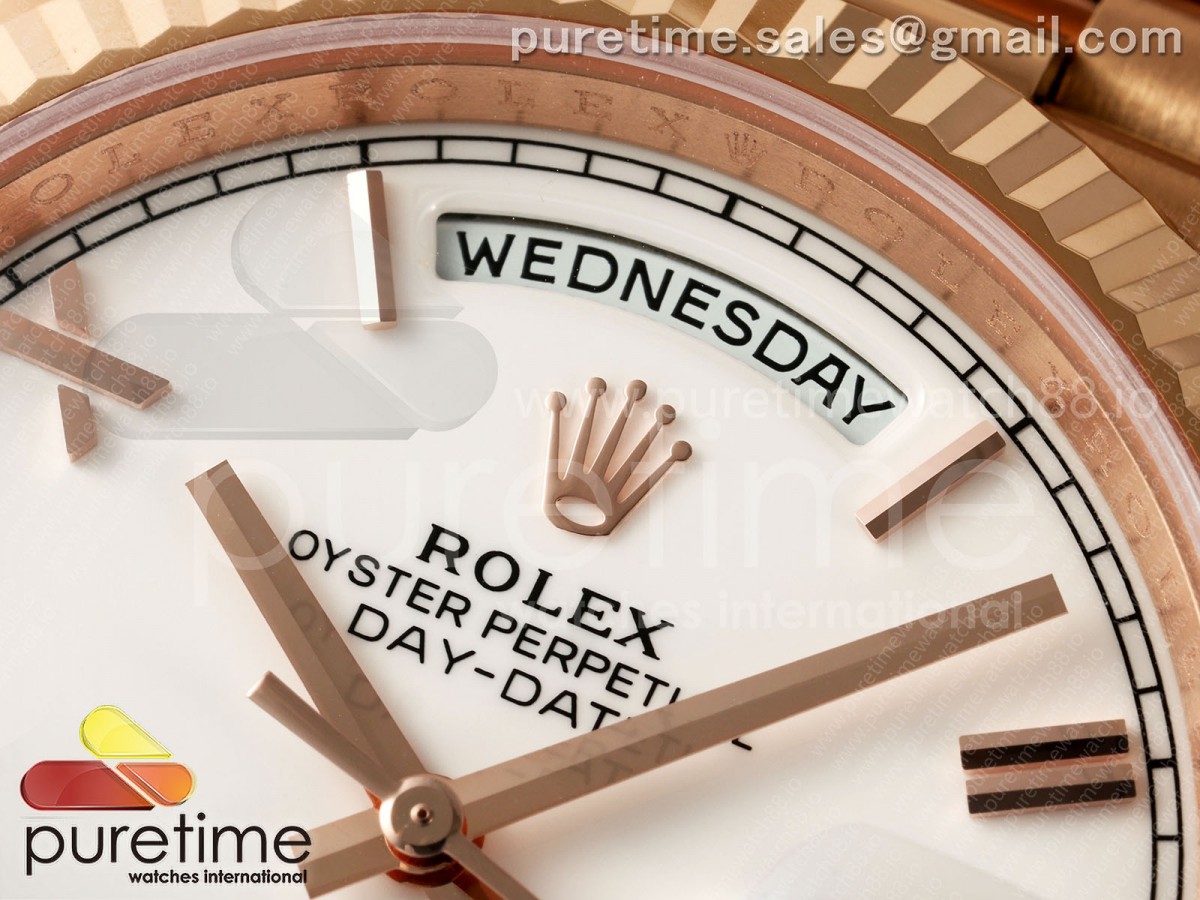 Day Date 40 RG RGF White Roman Dial on President Bracelet VR3255