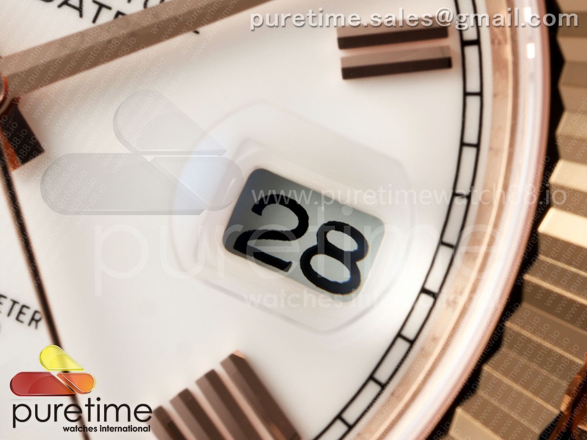Day Date 40 RG RGF White Roman Dial on President Bracelet VR3255