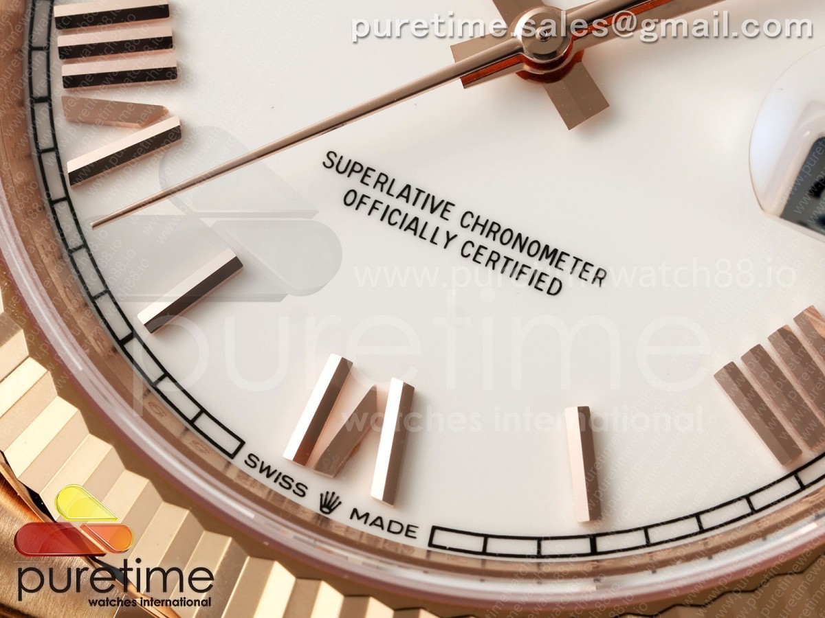Day Date 40 RG RGF White Roman Dial on President Bracelet VR3255