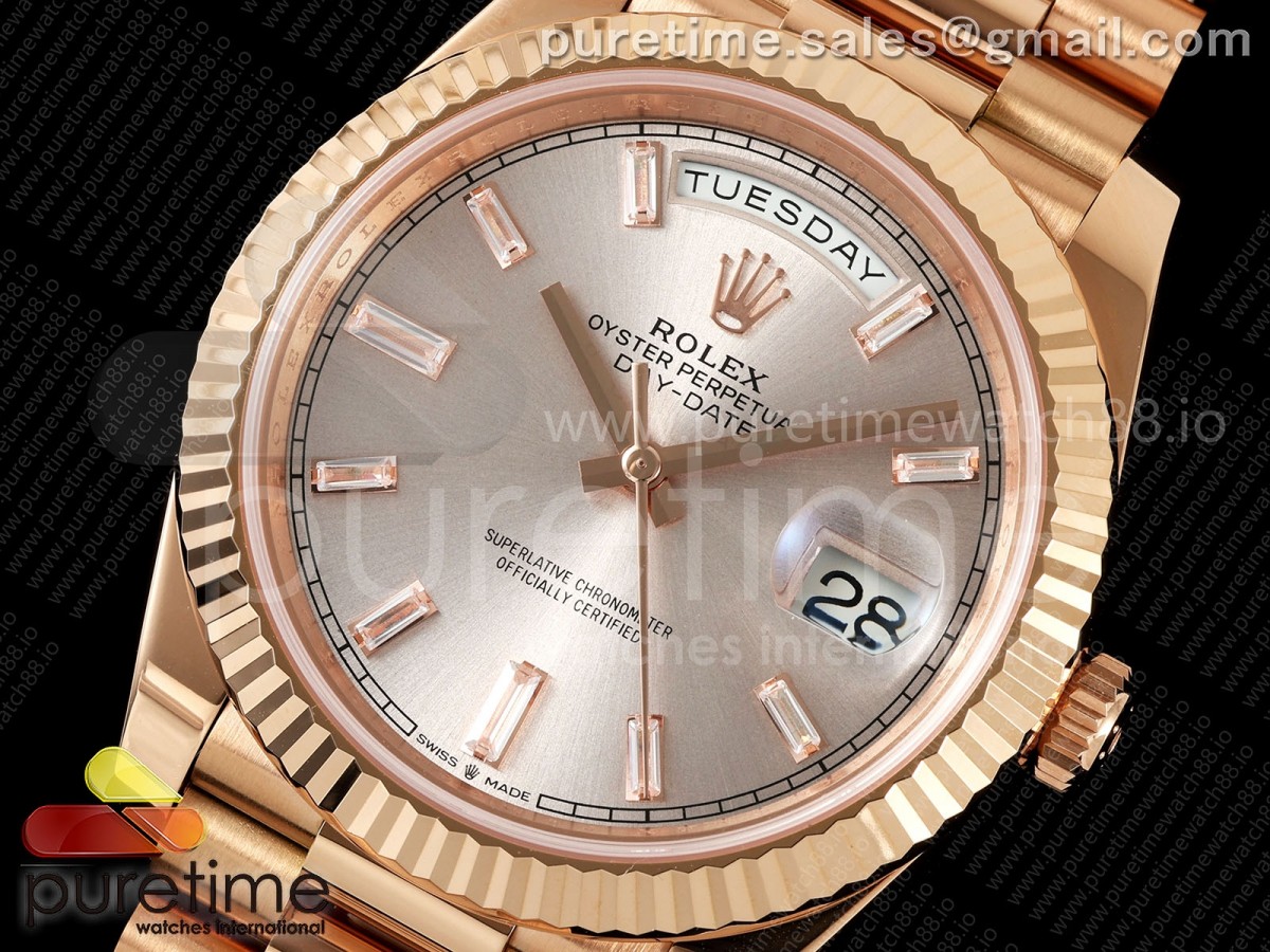 Day Date 40 RG RGF RG Crystal Dial on President Bracelet VR3255