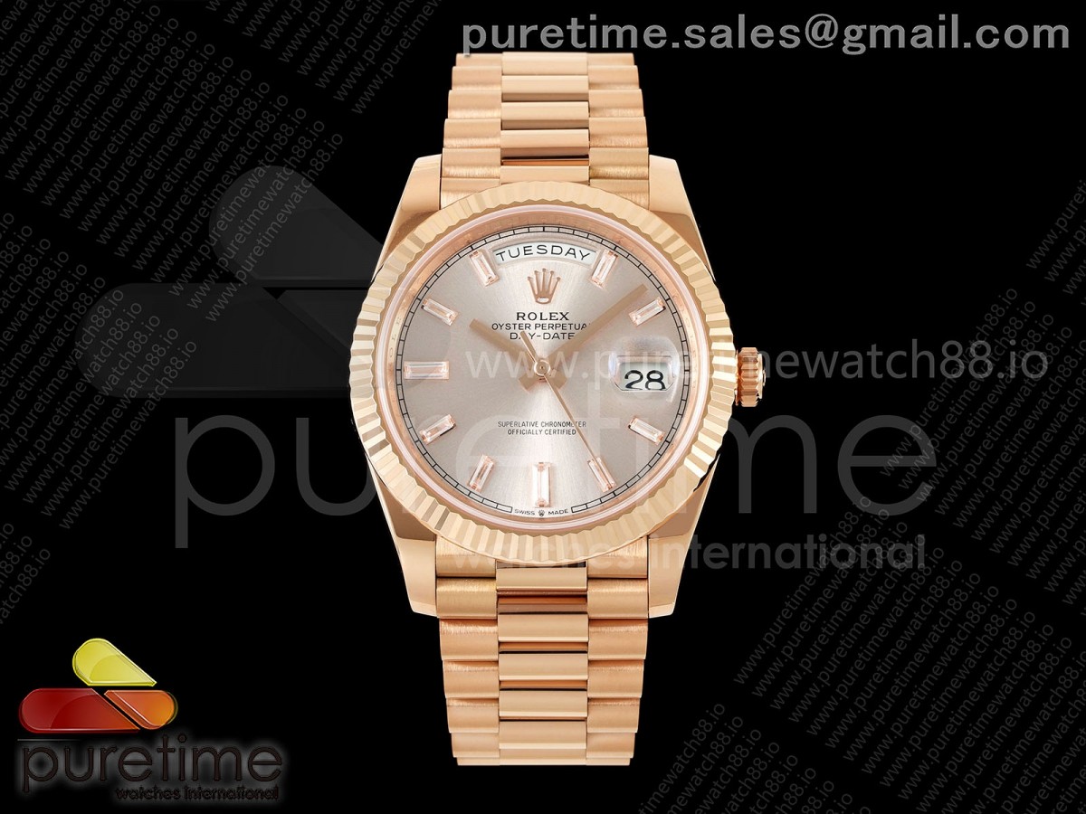 Day Date 40 RG RGF RG Crystal Dial on President Bracelet VR3255