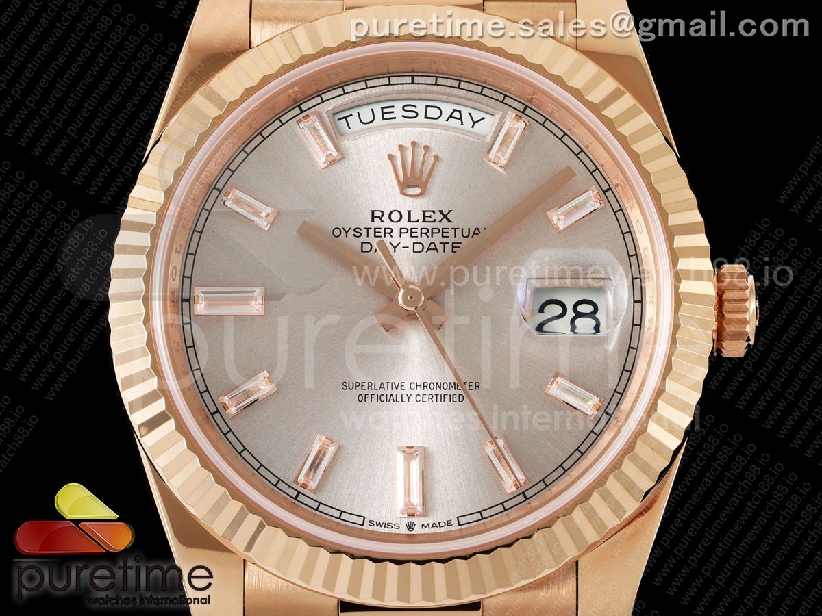 Day Date 40 RG RGF RG Crystal Dial on President Bracelet VR3255