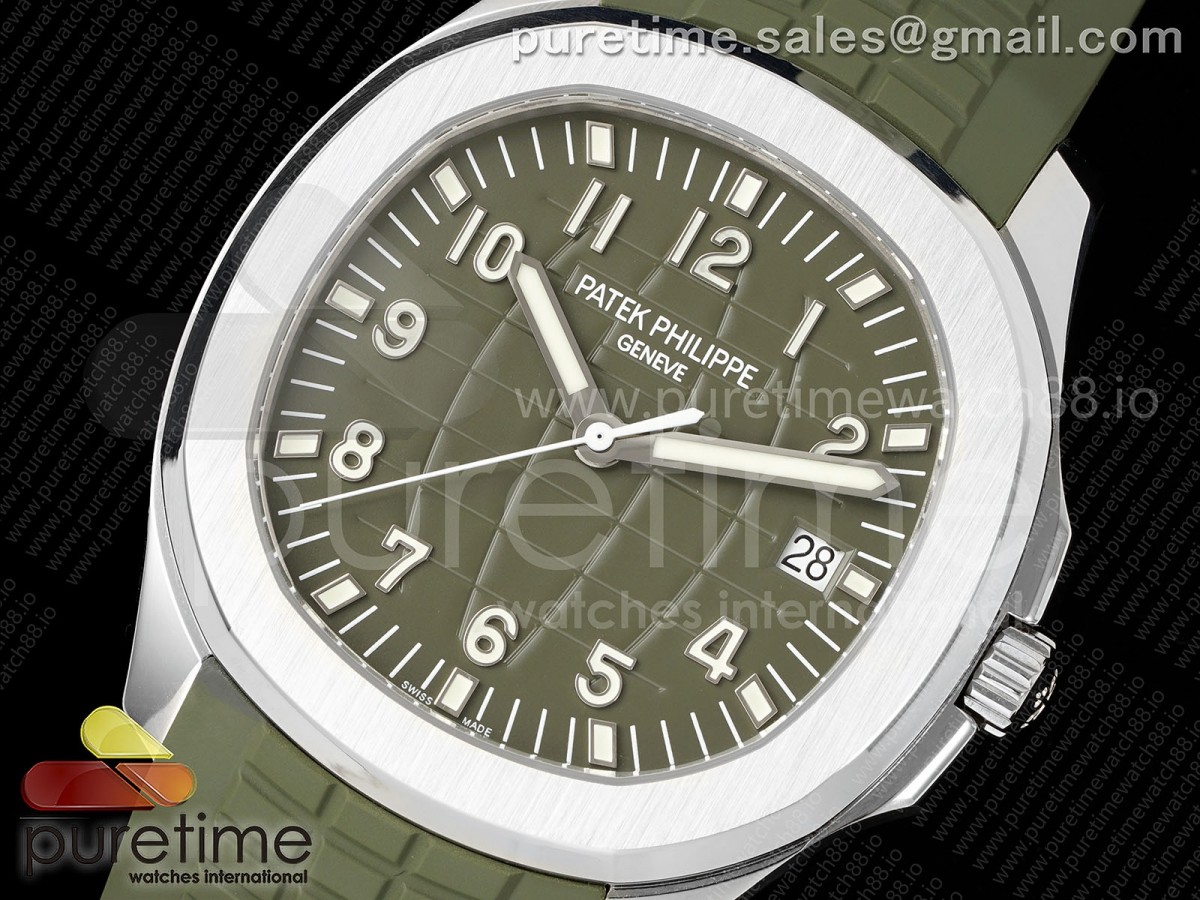Aquanaut 5168G 42mm SS DDF Green Dial on Green Rubber Strap DPB330 (Weighted)