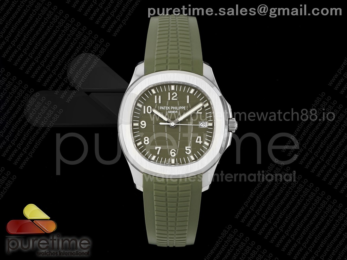 Aquanaut 5168G 42mm SS DDF Green Dial on Green Rubber Strap DPB330 (Weighted)
