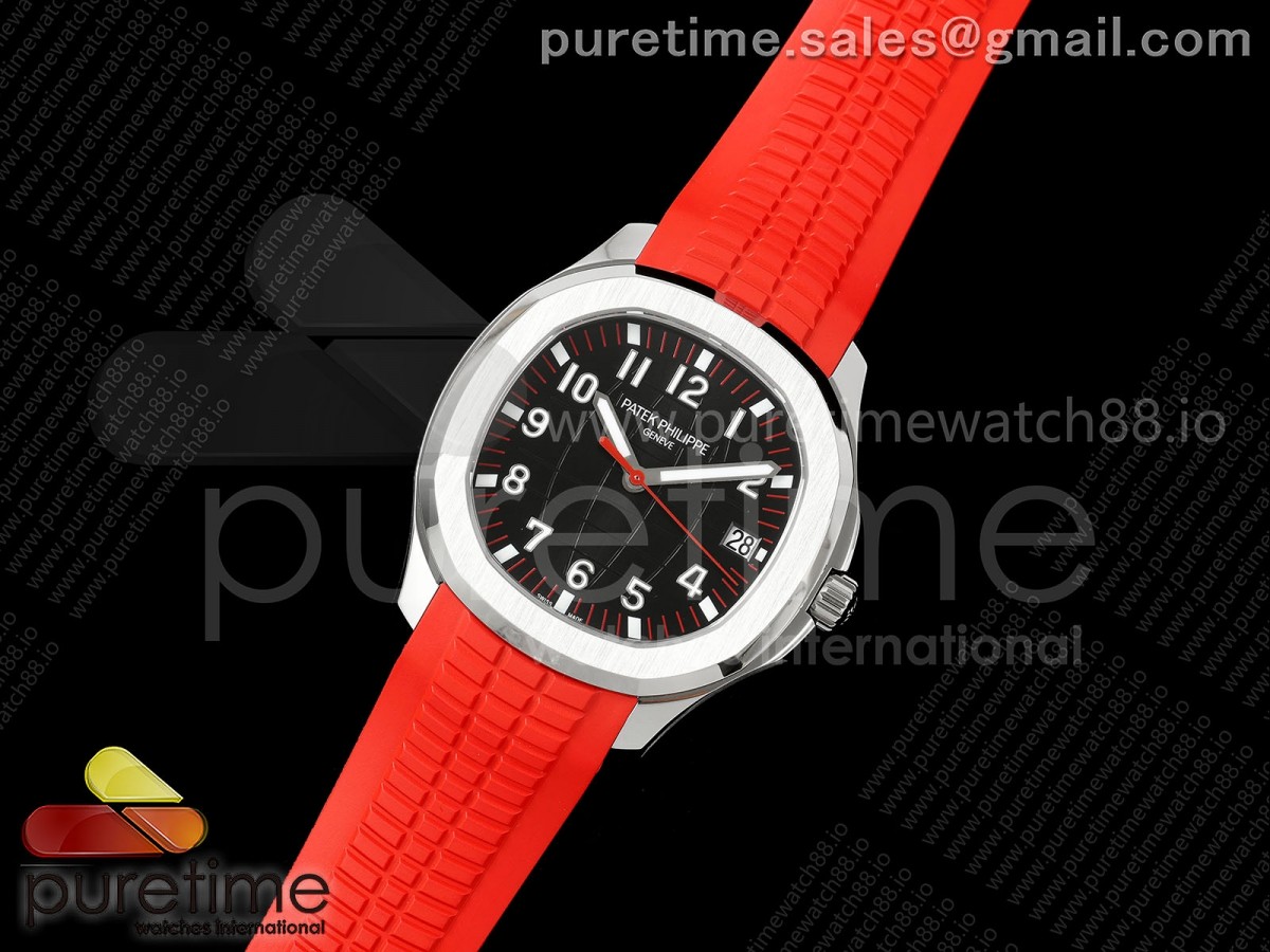 Aquanaut 5167 SS Singapore BBF Black Dial on Red Rubber Strap DPB330