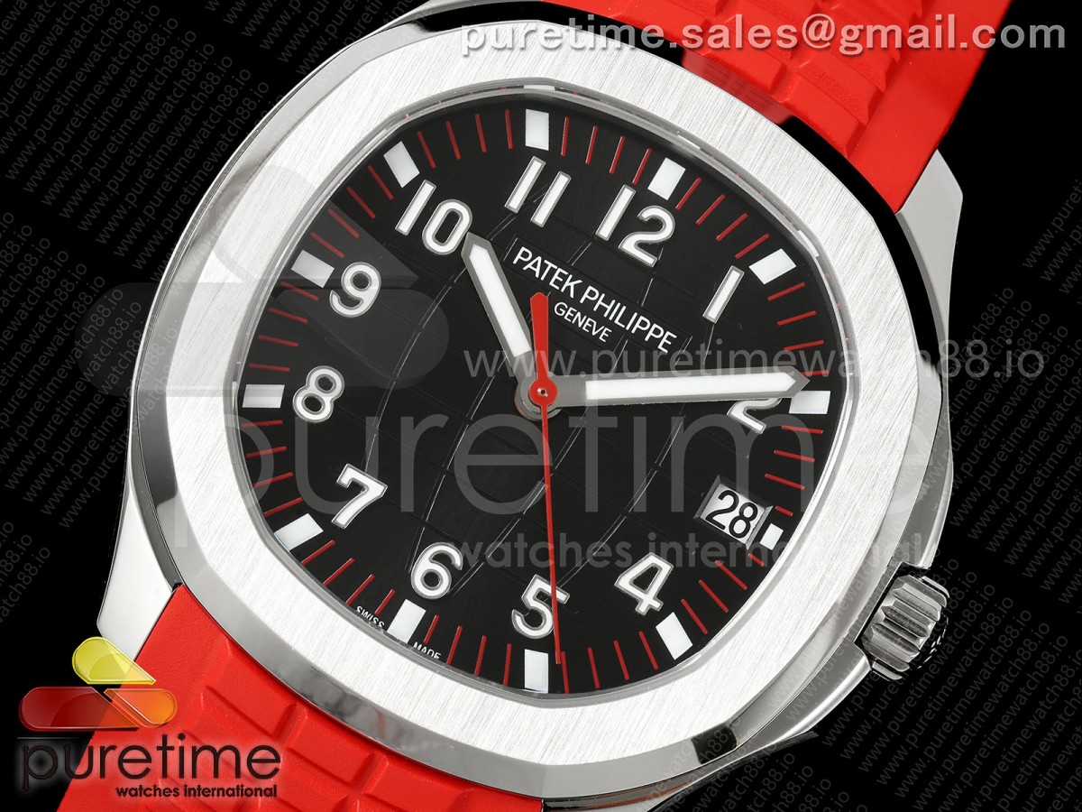 Aquanaut 5167 SS Singapore BBF Black Dial on Red Rubber Strap DPB330