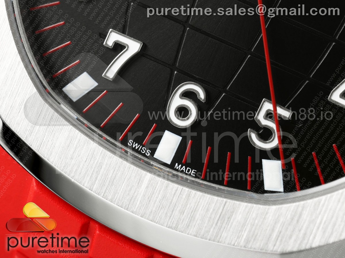 Aquanaut 5167 SS Singapore BBF Black Dial on Red Rubber Strap DPB330