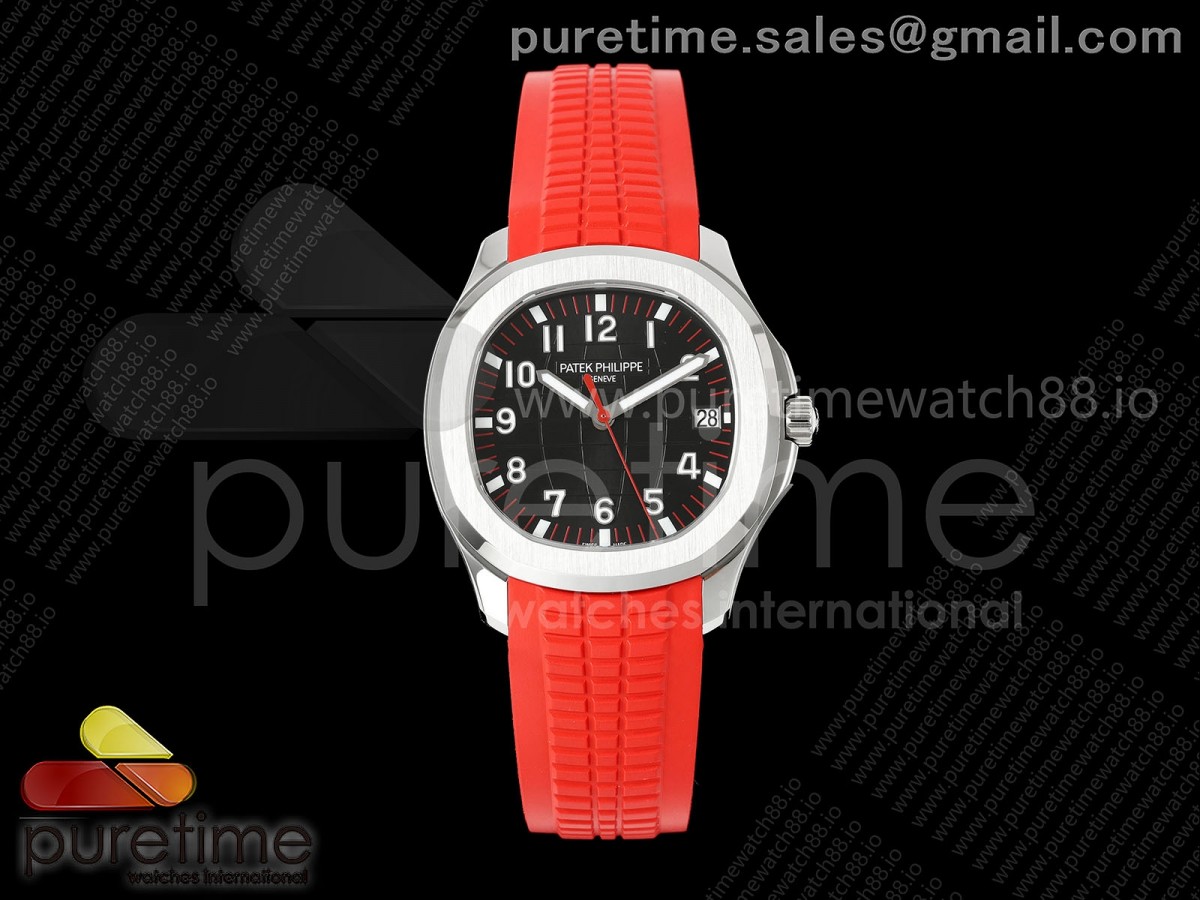 Aquanaut 5167 SS Singapore BBF Black Dial on Red Rubber Strap DPB330