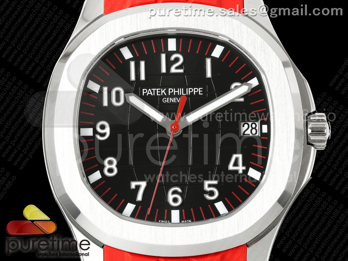 Aquanaut 5167 SS Singapore BBF Black Dial on Red Rubber Strap DPB330