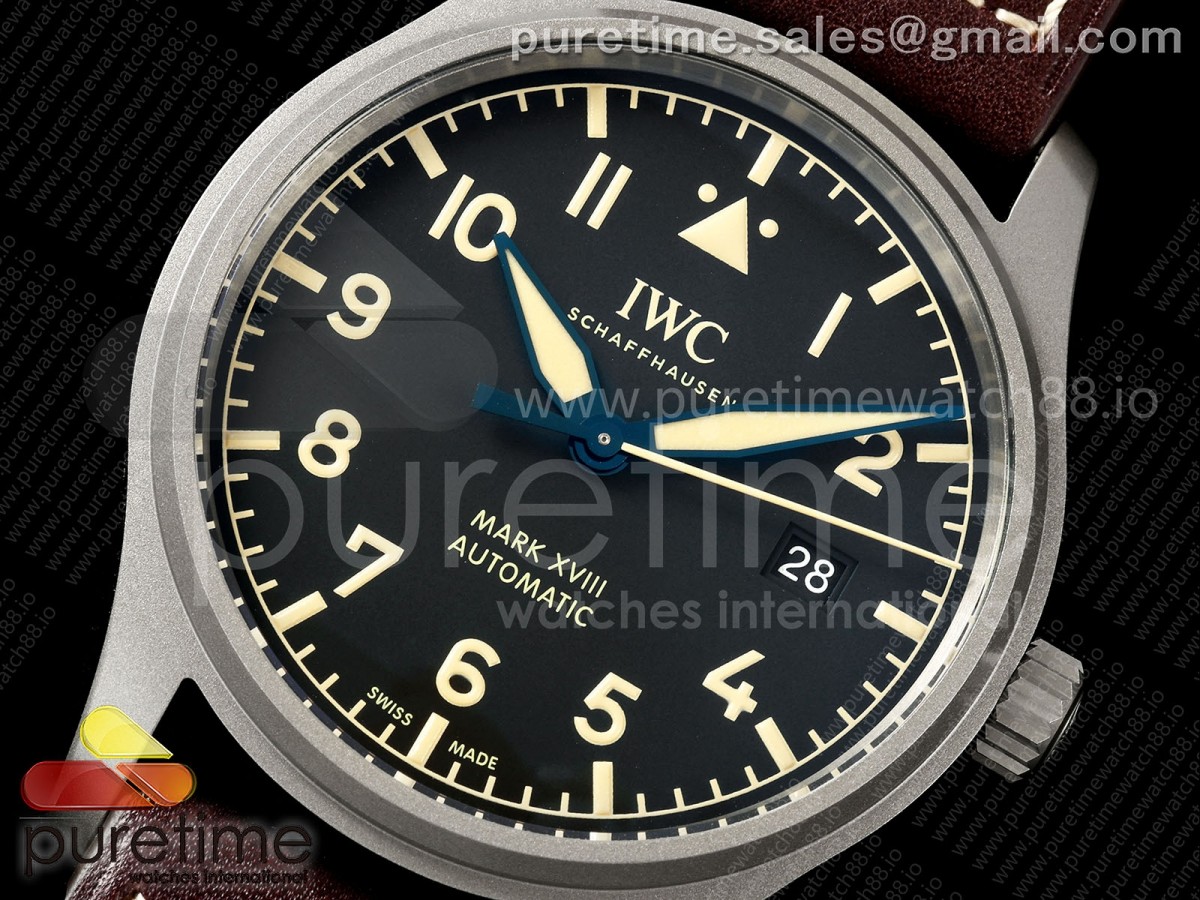 Mark XVIII Titanium MZF Black Dial on Brown Leather Strap A2892