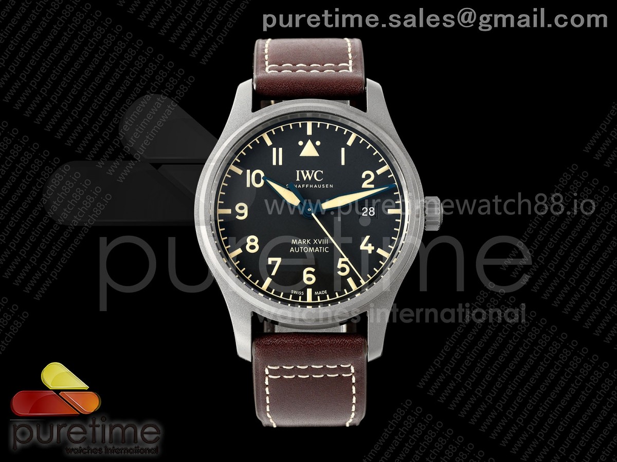 Mark XVIII Titanium MZF Black Dial on Brown Leather Strap A2892
