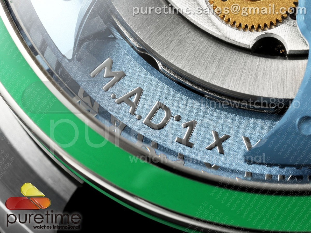 MB&F M.A.D.1.SS K11F Green Bezel Blue Rotor on Black Leather Strap Miyota 821A