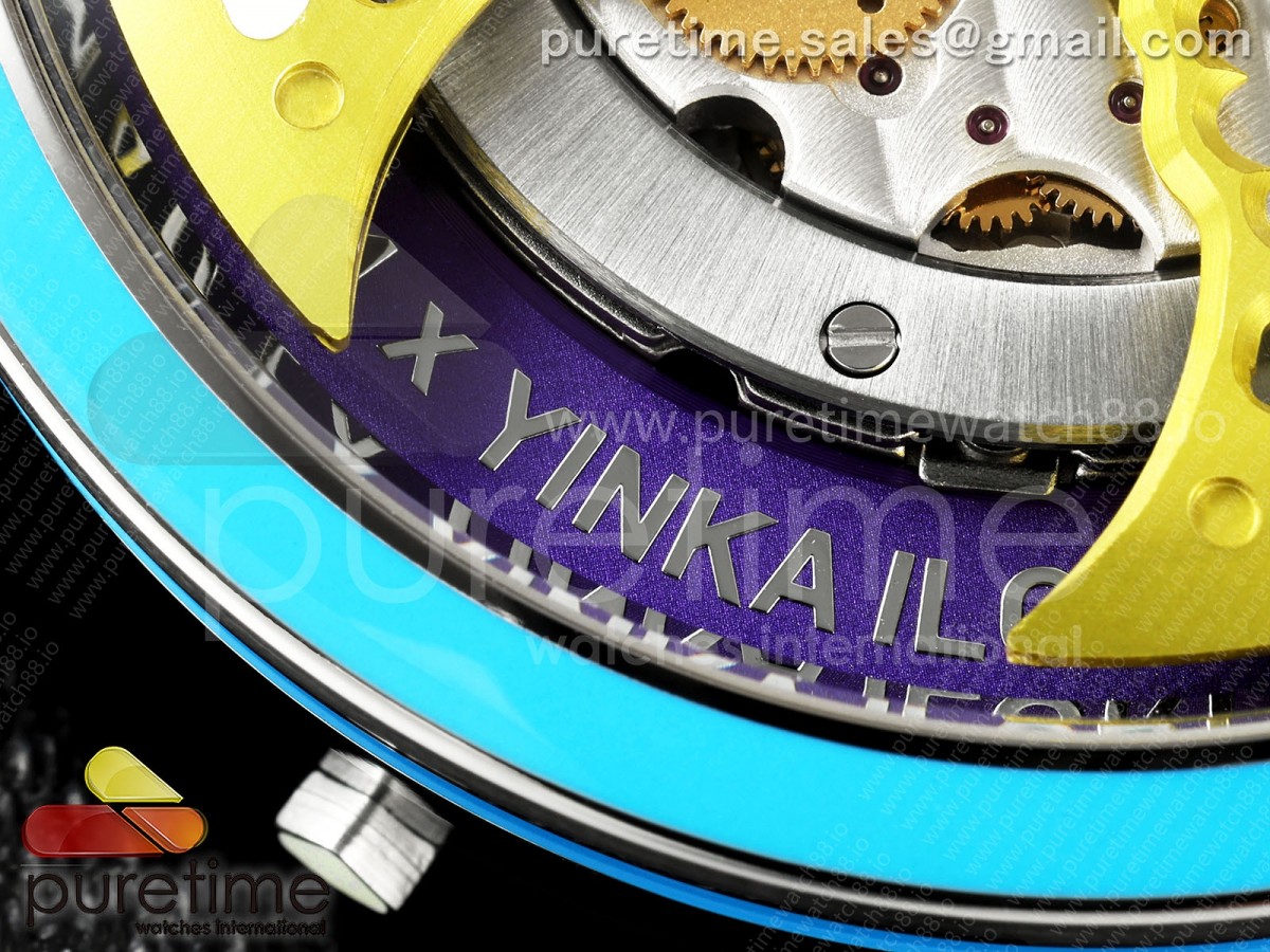 MB&F M.A.D.1.SS K11F Blue Bezel Yellow Rotor on Black Leather Strap Miyota 821A