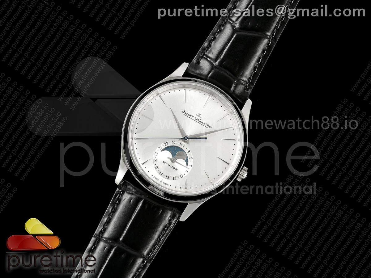 Master Ultra Thin Moon SS RZF Silver Dial on Black Leather Strap SA925
