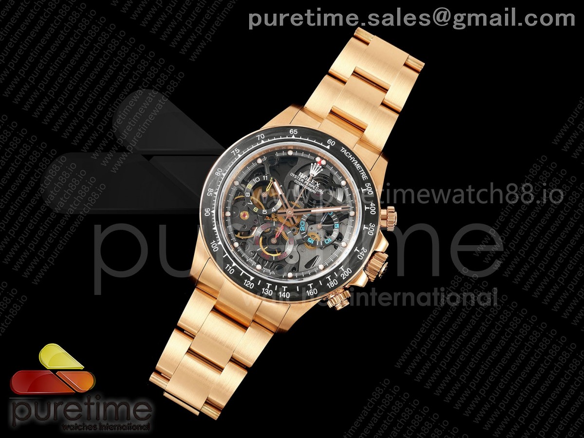 Daytona Skeleton RG SONIC Carbon Bezel Skeleton Dial on RG Bracelet SA4130