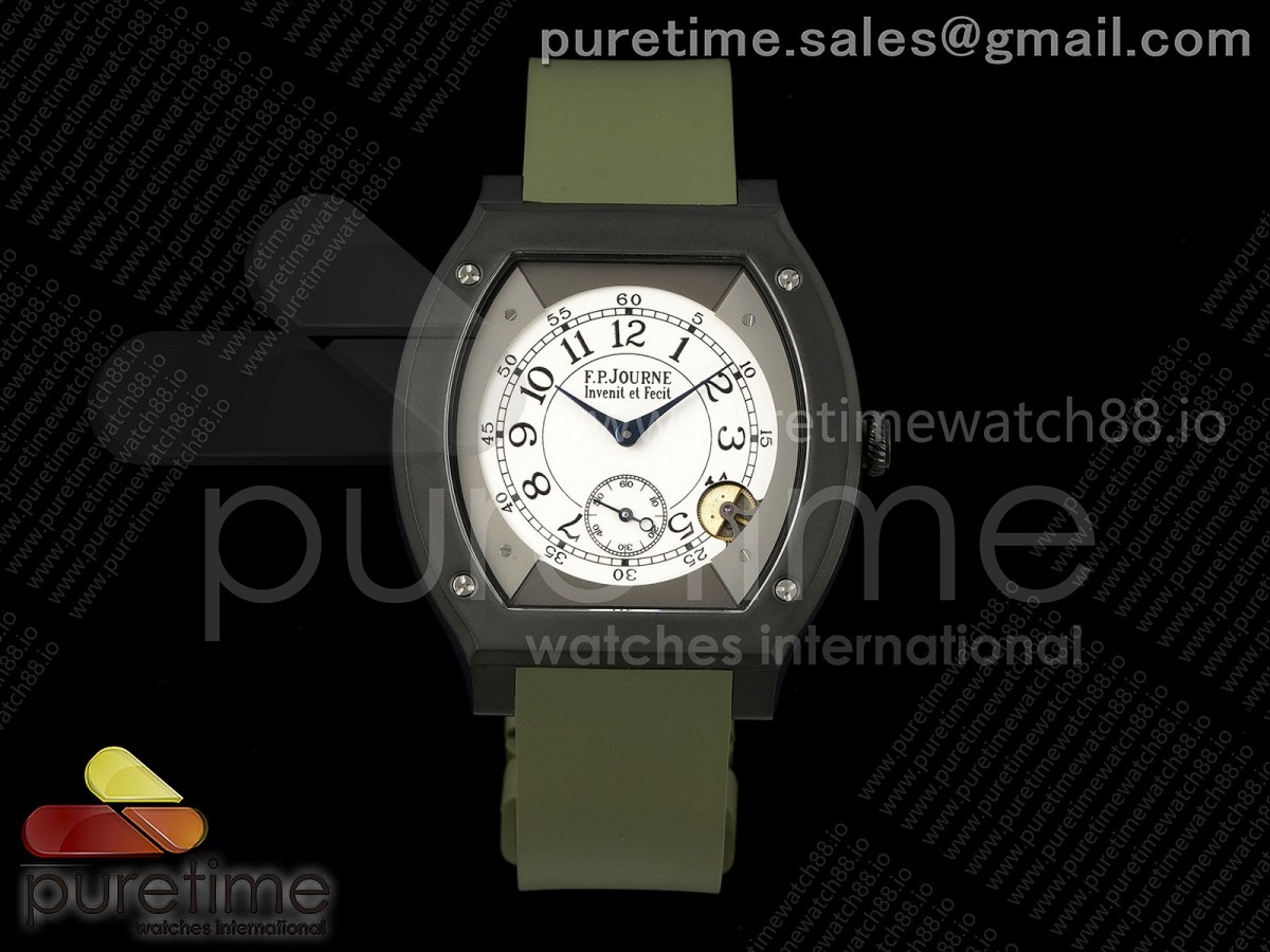 F.P.Journe Elegante PVD AVF White Dial on Green Rubber Strap Quartz
