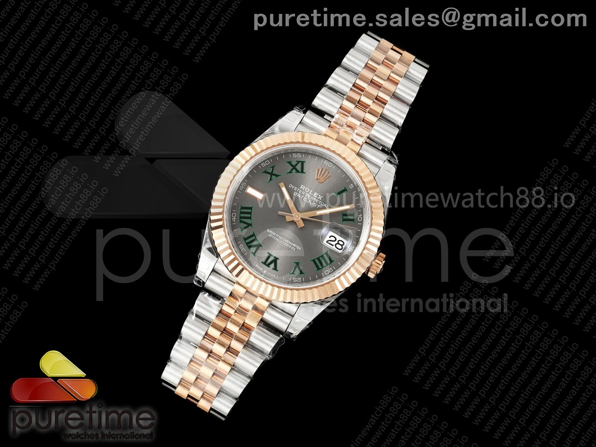 DateJust 41 126331 SS/RG VSF Gray Dial Green Roman on Jubilee Bracelet VS3235 V2s