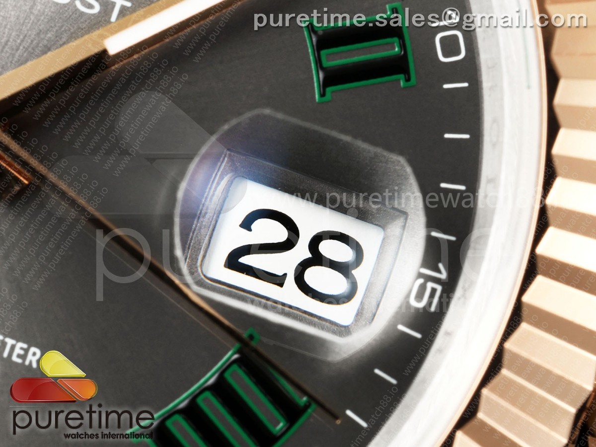 DateJust 41 126331 SS/RG VSF Gray Dial Green Roman on Jubilee Bracelet VS3235 V2s