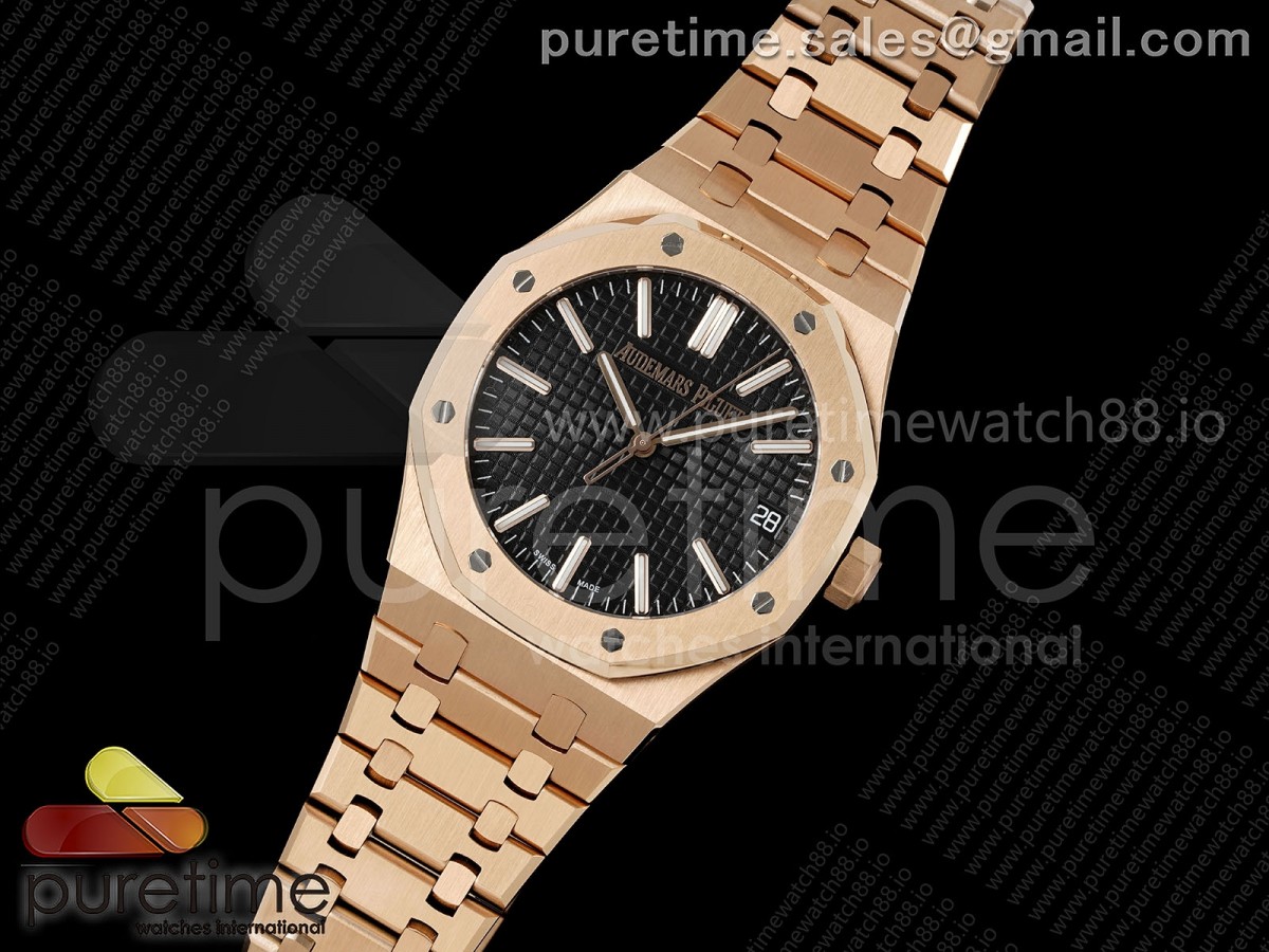 Royal Oak 41mm 15510 RG JF Black Dial on RG Bracelet SA4302