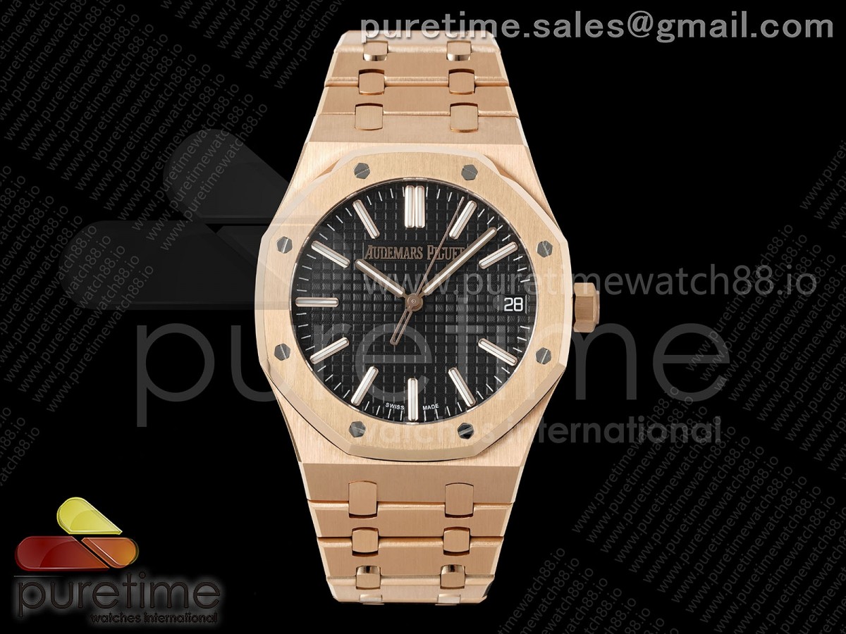 Royal Oak 41mm 15510 RG JF Black Dial on RG Bracelet SA4302