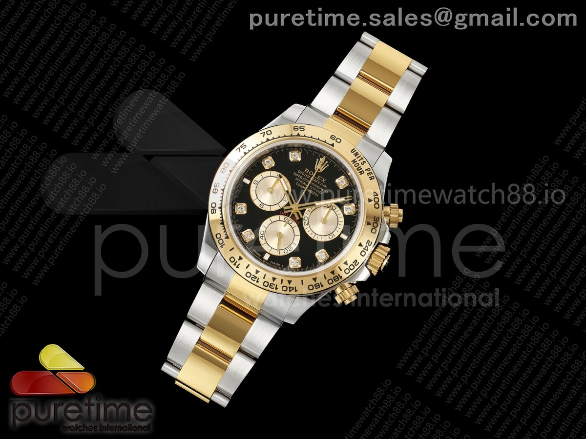 Daytona 126503 WF Black/YG Diamonds Dial on SS/YG Bracelet JH4131 Free Sprung (164g)