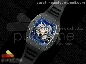 RM035 Americas Black Ceramic / RG ZF Skeleton Dial on Black Rubber Strap RMUL1