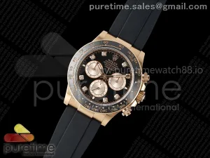 Daytona 126515 AVF Black/RG Diamonds Dial on Oysterflex Strap DD4131 (Mod)