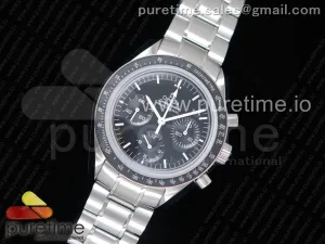 Speedmaster MoonWatch SS Sapphire Crystal Schwarzes Zifferblatt auf SS Armband Manuelles Winden Chrono Bewegung