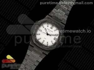 Nautilus 5711 DIW Quadrante in carbonio DIWF bianco Textured su bracciale in carbonio 324CS