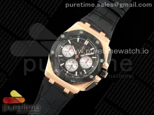 Royal Oak Offshore 43mm 26420ro RG APPF Black Dial on Black Leather Strap A4401
